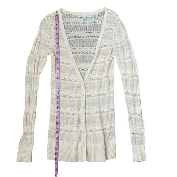 Lauren Conrad Long Cardigan Crochet Knit Cream Long Sleeve Buttons Women's Small - Picture 4 of 7